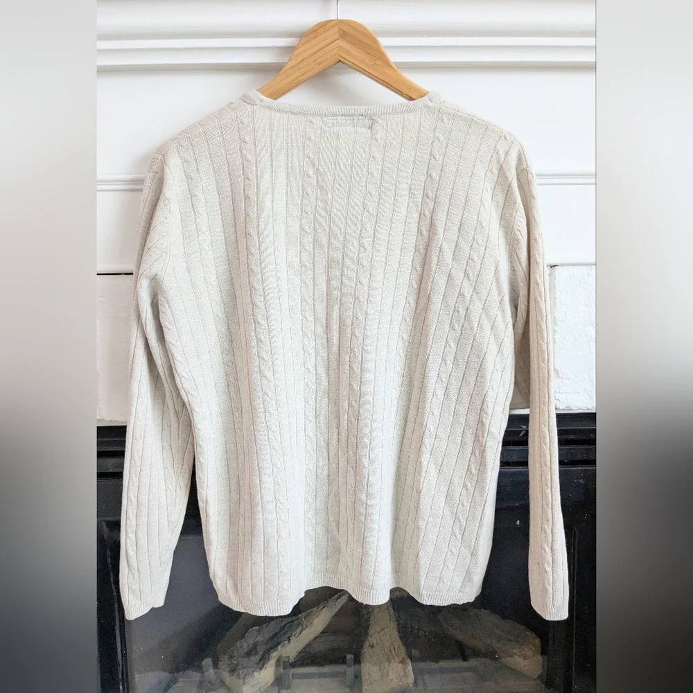 VINTAGE Kathy Froese Cream Cable Knit Cardigan Sweater - Picture 2 of 7